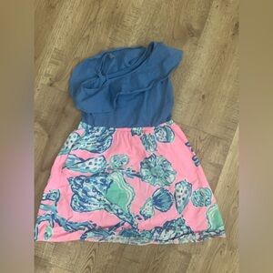 Lilly Pulitzer Blue One Shoulder Sleeveless Sundress